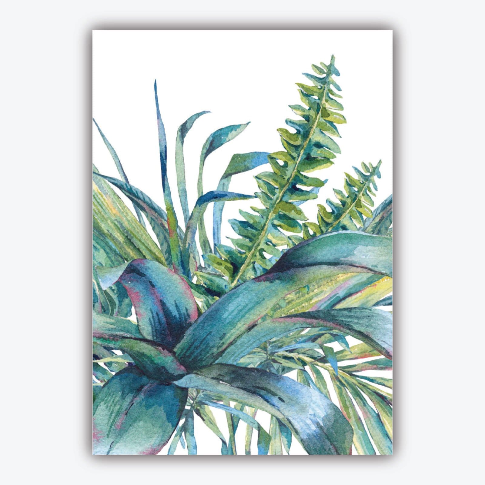 Set of 5 ORIGINAL Tropical Palm Leaf Leaves Watercolour Blue Green Gallery wall ART Prints Botanical