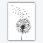 Set of 5 ORIGINAL Gallery wall ART Prints Graphical Sketch DANDELION triptych with Pair of Magnolia Art Photographs Botanical Floral