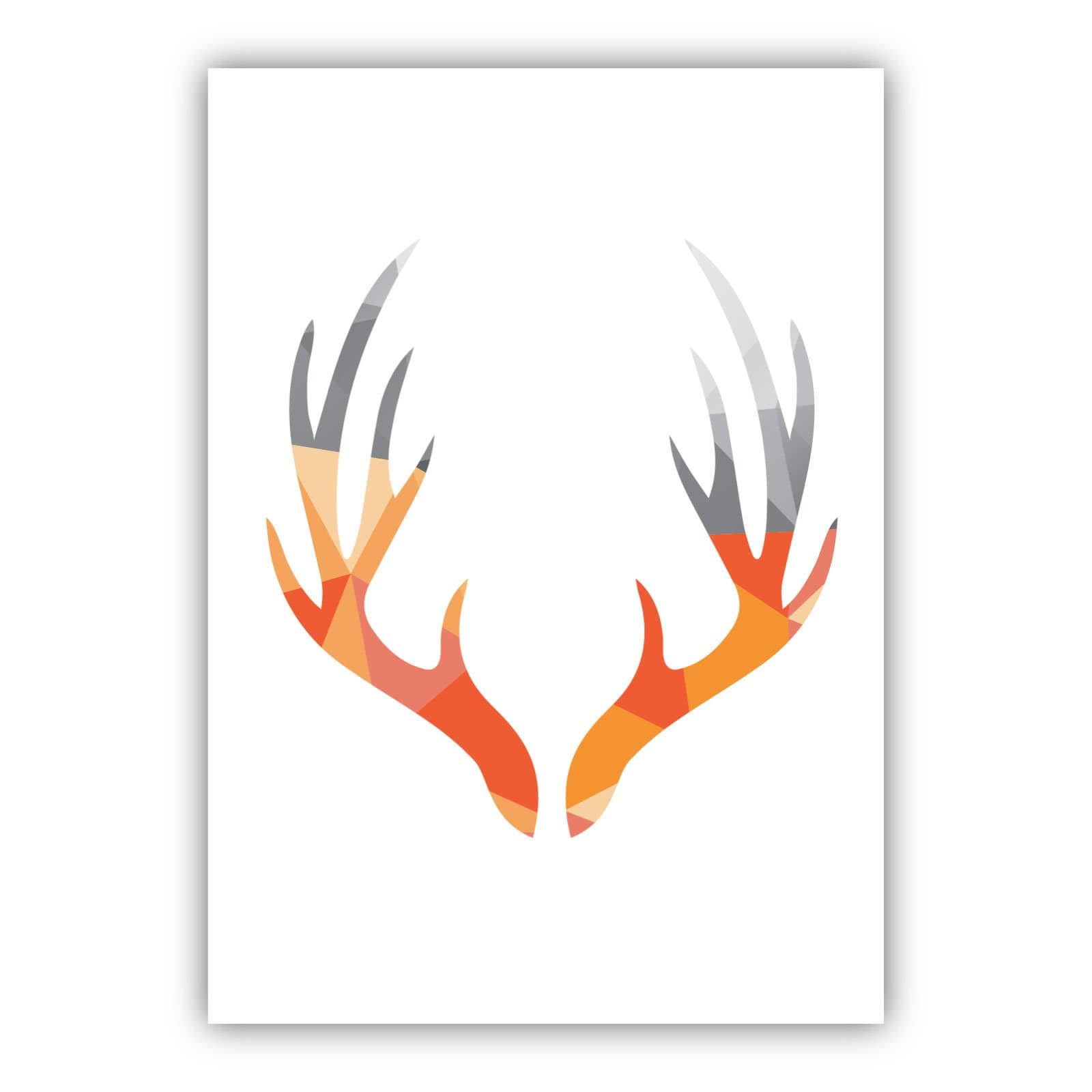 GEOMETRIC set of 3 ORANGE & Grey Art Prints STAG Antlers and Mountains