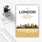 LONDON Skyline, London Cityscape England, Yellow and Grey Art Print wall Art PRINT poster artwork home decor