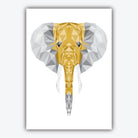 Geometric set of 3 YELLOW & Grey Wall Art Prints Elephant and Tree