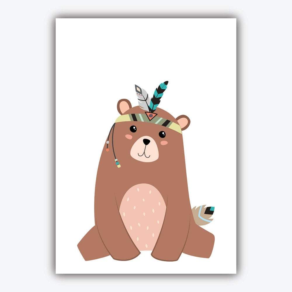 Nursery set of 5 TRIBAL Art Prints Forest Animals and Love Moon Dream Big Quote Wall Pictures Posters Artwork