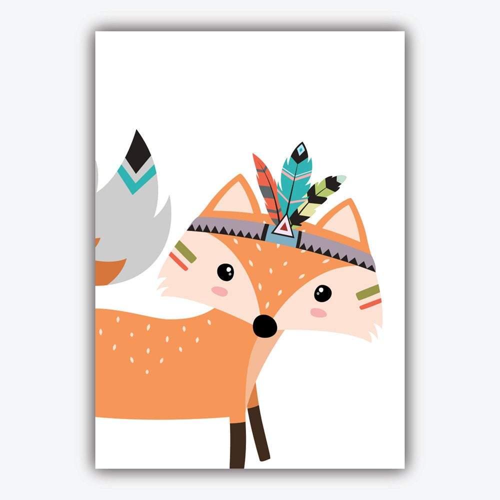 Nursery set of 5 TRIBAL Art Prints Forest Animals and Love Moon Dream Big Quote Wall Pictures Posters Artwork