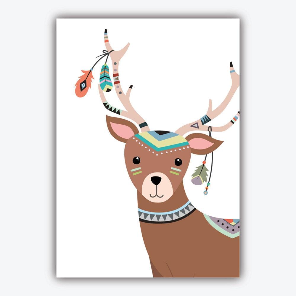 Nursery set of 5 TRIBAL Art Prints Forest Animals and Love Moon Dream Big Quote Wall Pictures Posters Artwork