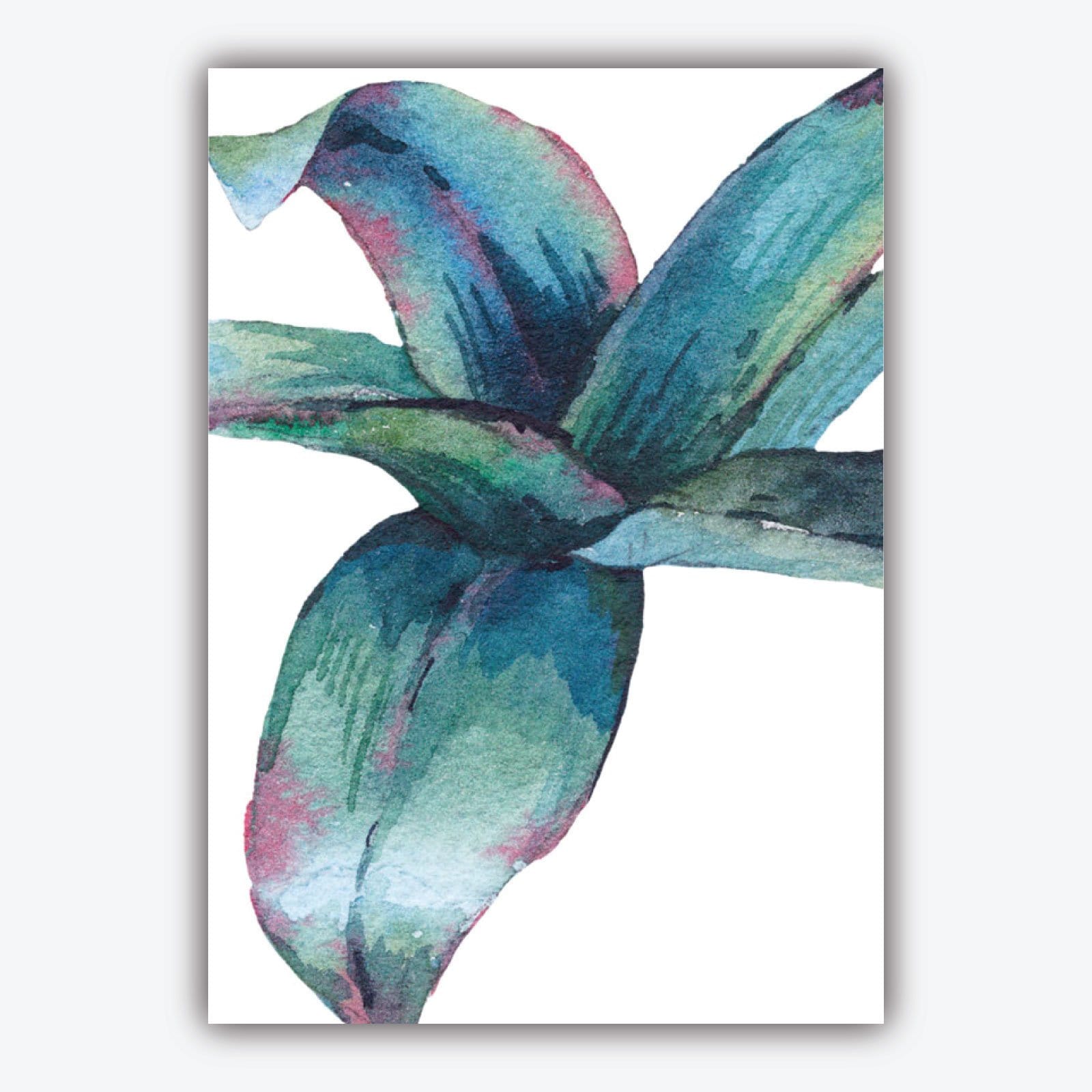 Set of 5 ORIGINAL Tropical Palm Leaf Leaves Watercolour Blue Green Gallery wall ART Prints Botanical