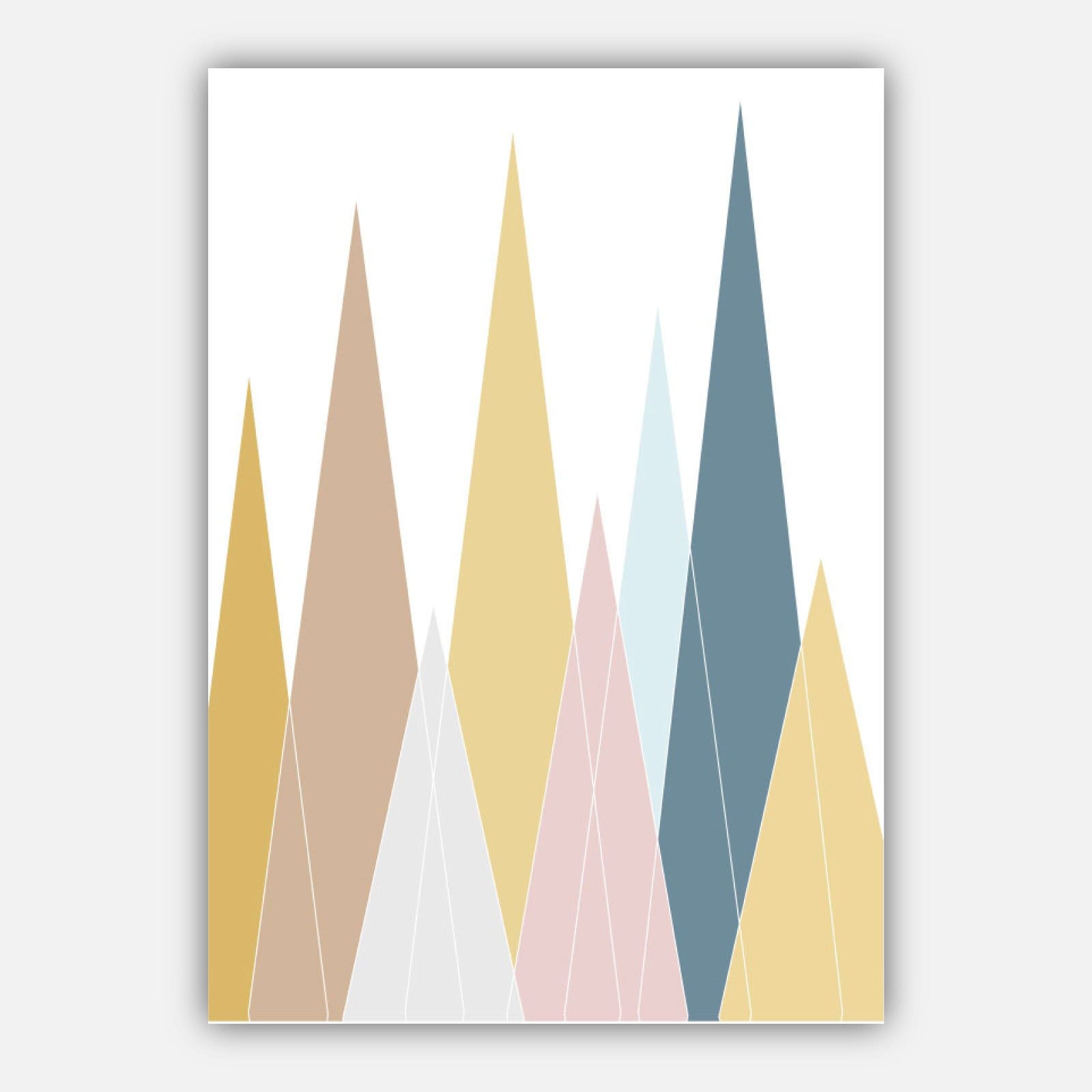 Set of 5 Scandinavian GEOMETRIC Gallery Wall Art Multi Blue Pink Yellow & Beige Art Prints STAG head Wall Pictures Posters Artwork