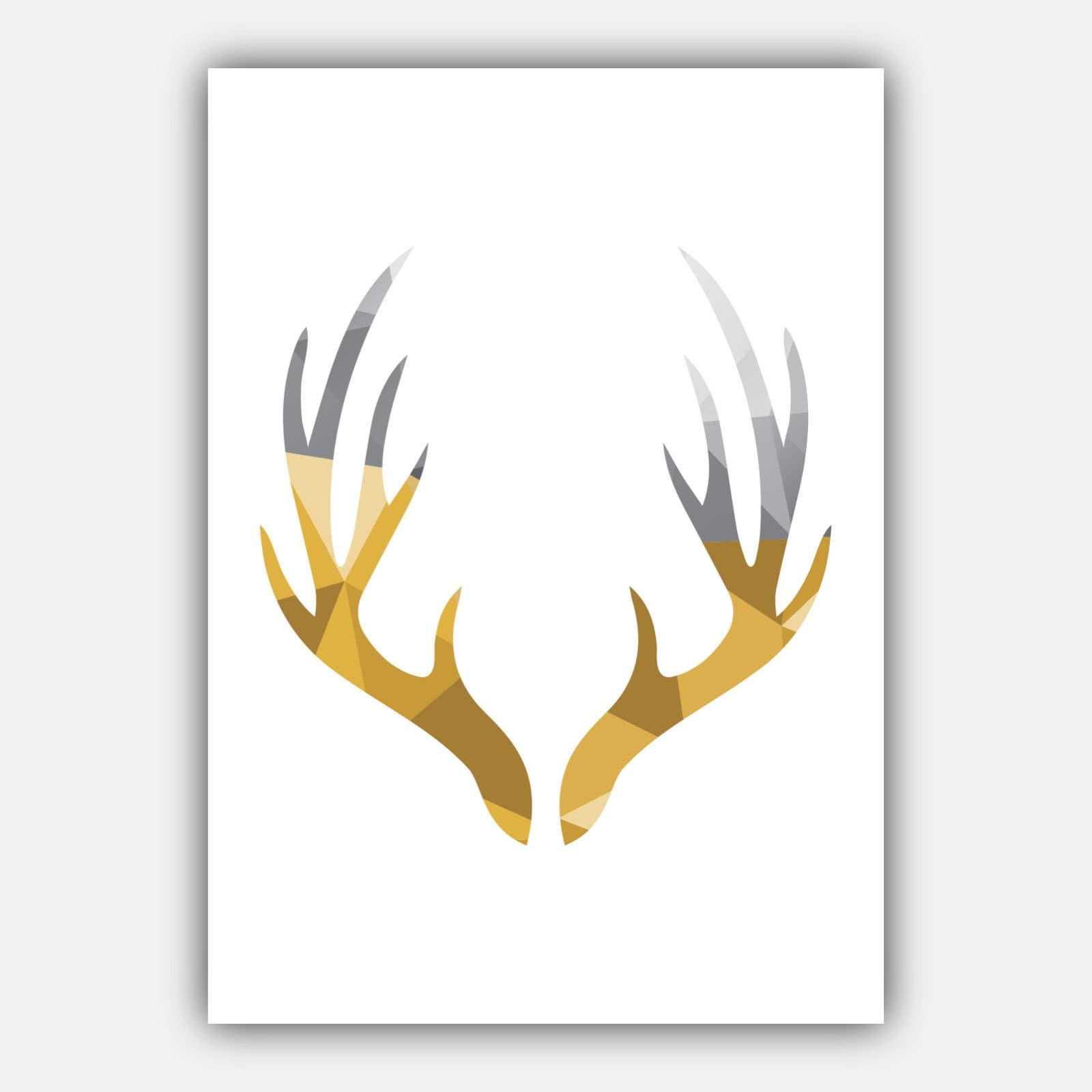 Set of 5 Scandinavian GEOMETRIC Gallery Wall Art Prints STAG deer Yellow & Grey Wall Pictures Posters Artwork