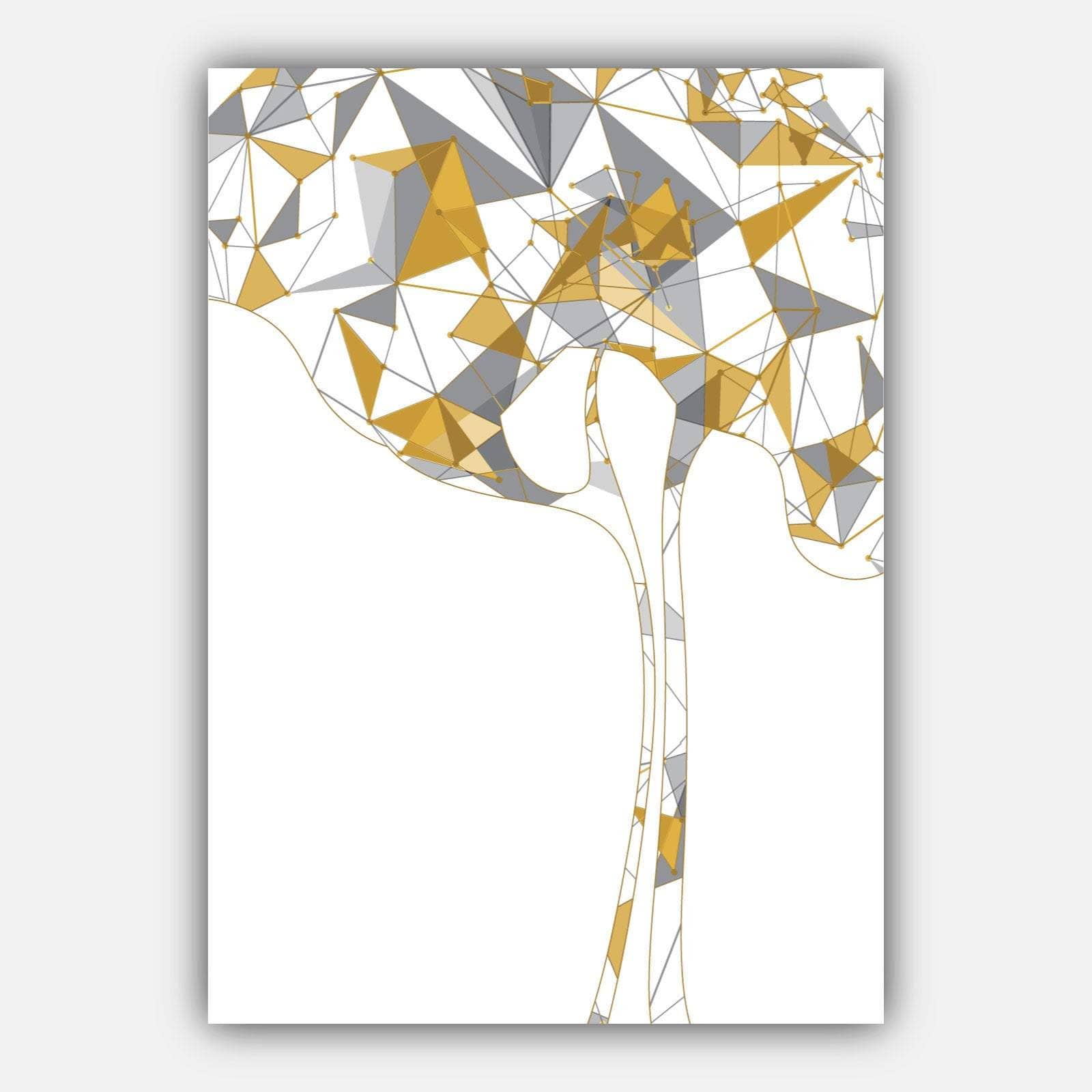 Set of 5 Scandinavian GEOMETRIC Gallery Wall Art Prints STAG deer Yellow & Grey Wall Pictures Posters Artwork