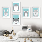 NURSERY Set of 5 FOREST Animals Gallery Wall Art Prints ORIGINAL Scandinavian Style sketch Fox Wolf Rabbit Picture Posters Artwork