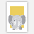 NURSERY Set of 5 JUNGLE Animals Gallery Wall Art Prints Yellow ORIGINAL Scandinavian Style Elephant Monkey Zebra Tiger Lion Picture Posters