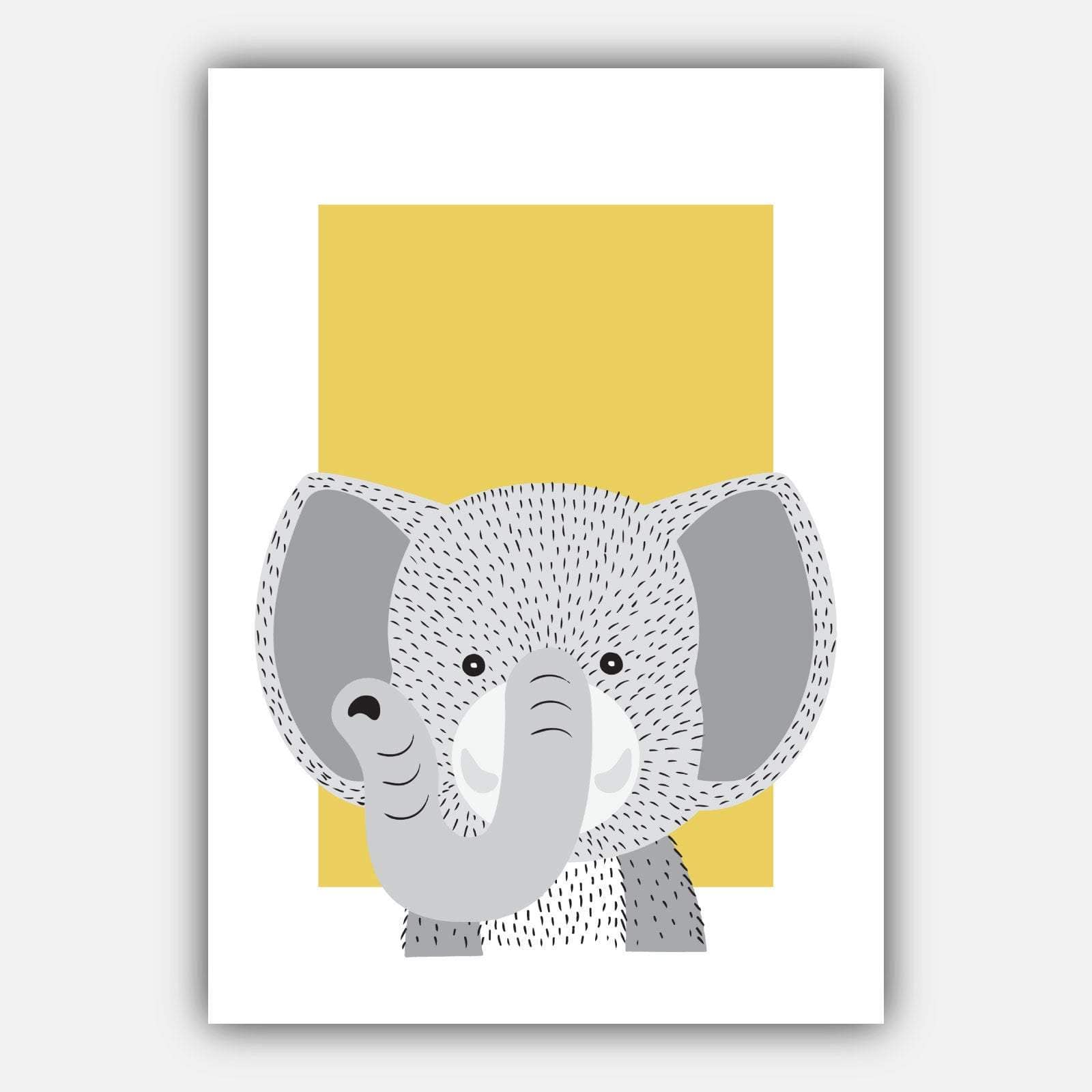 NURSERY Set of 5 JUNGLE Animals Gallery Wall Art Prints Yellow ORIGINAL Scandinavian Style Elephant Monkey Zebra Tiger Lion Picture Posters