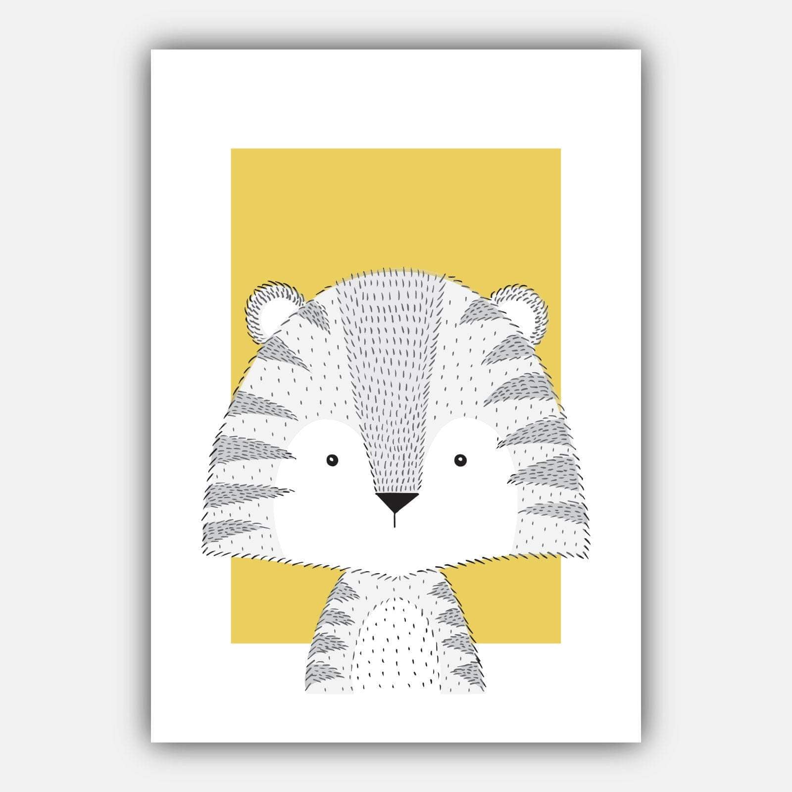 NURSERY Set of 5 JUNGLE Animals Gallery Wall Art Prints Yellow ORIGINAL Scandinavian Style Elephant Monkey Zebra Tiger Lion Picture Posters