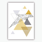 Set of 3 Scandinavian YELLOW & Grey Dolphin and Whale set Modern Art Prints