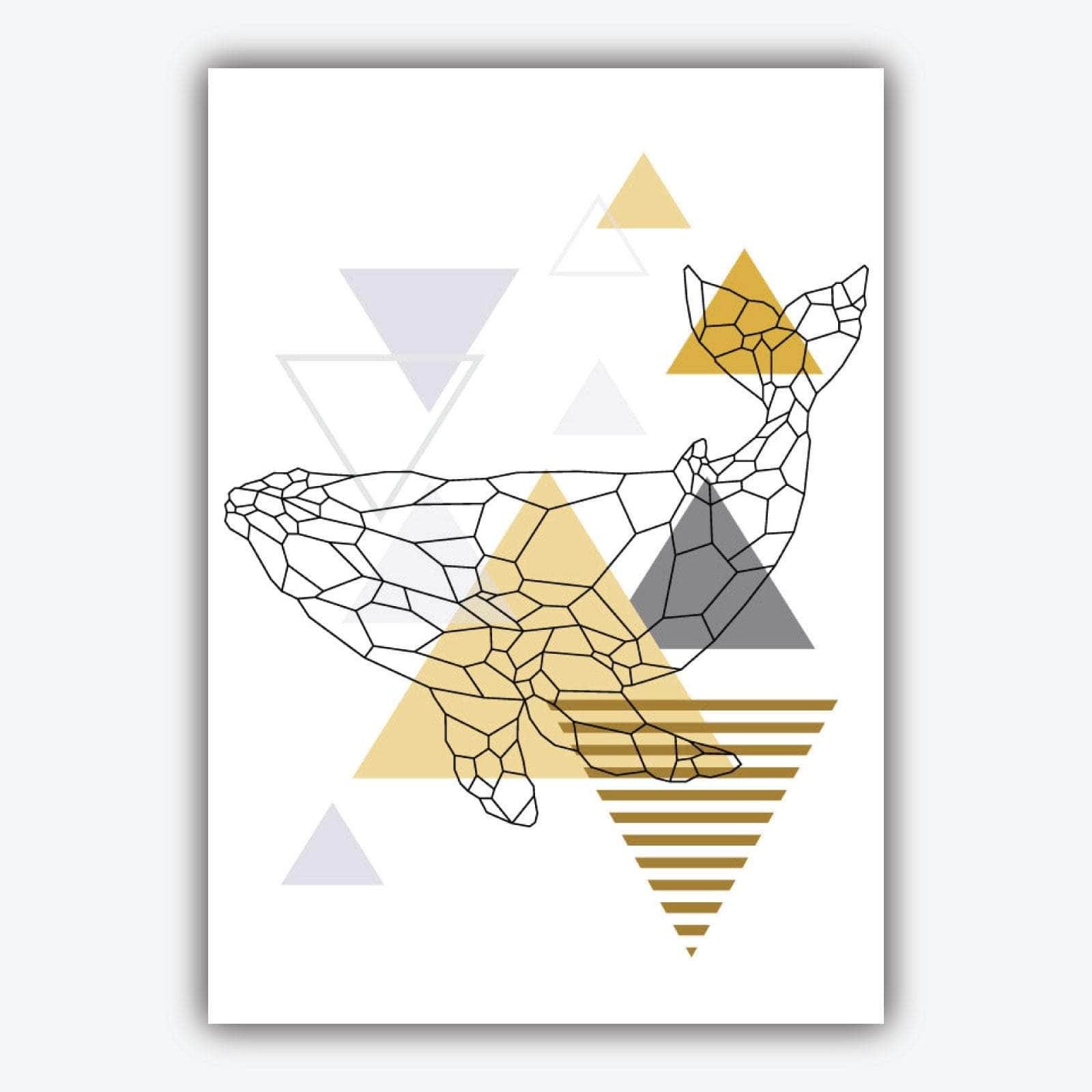 Set of 3 Scandinavian YELLOW & Grey Dolphin and Whale set Modern Art Prints