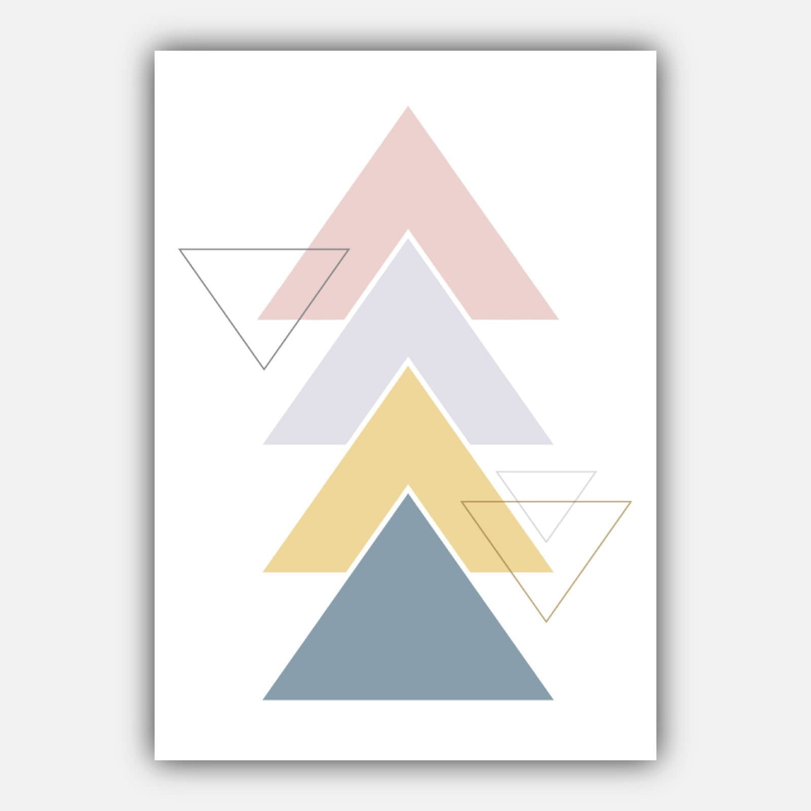 Set of 5 Scandinavian GEOMETRIC Gallery Wall Art Multi Blue Pink Yellow & Beige Art Prints STAG head Wall Pictures Posters Artwork