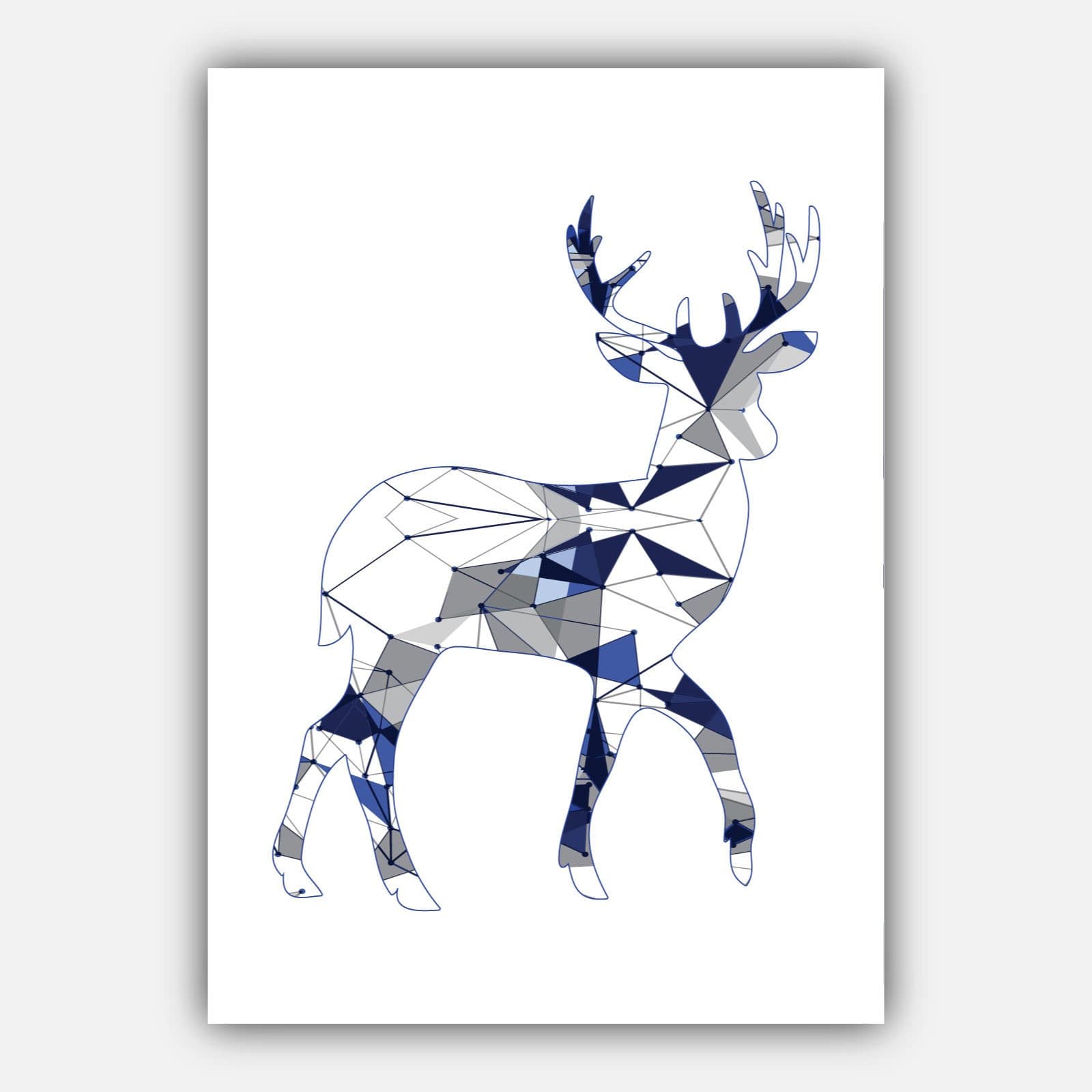 Set of 5 STAG deer Scandinavian GEOMETRIC Gallery Wall Art Prints Navy Blue, Pink & Grey Wall Pictures Posters Artwork