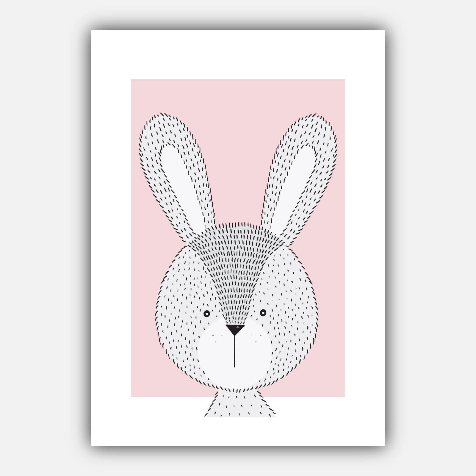 NURSERY Set of 5 FOREST Animals Gallery Wall Art Prints Pink Grey ORIGINAL Scandinavian Style Deer Rabbit Picture Posters Artwork