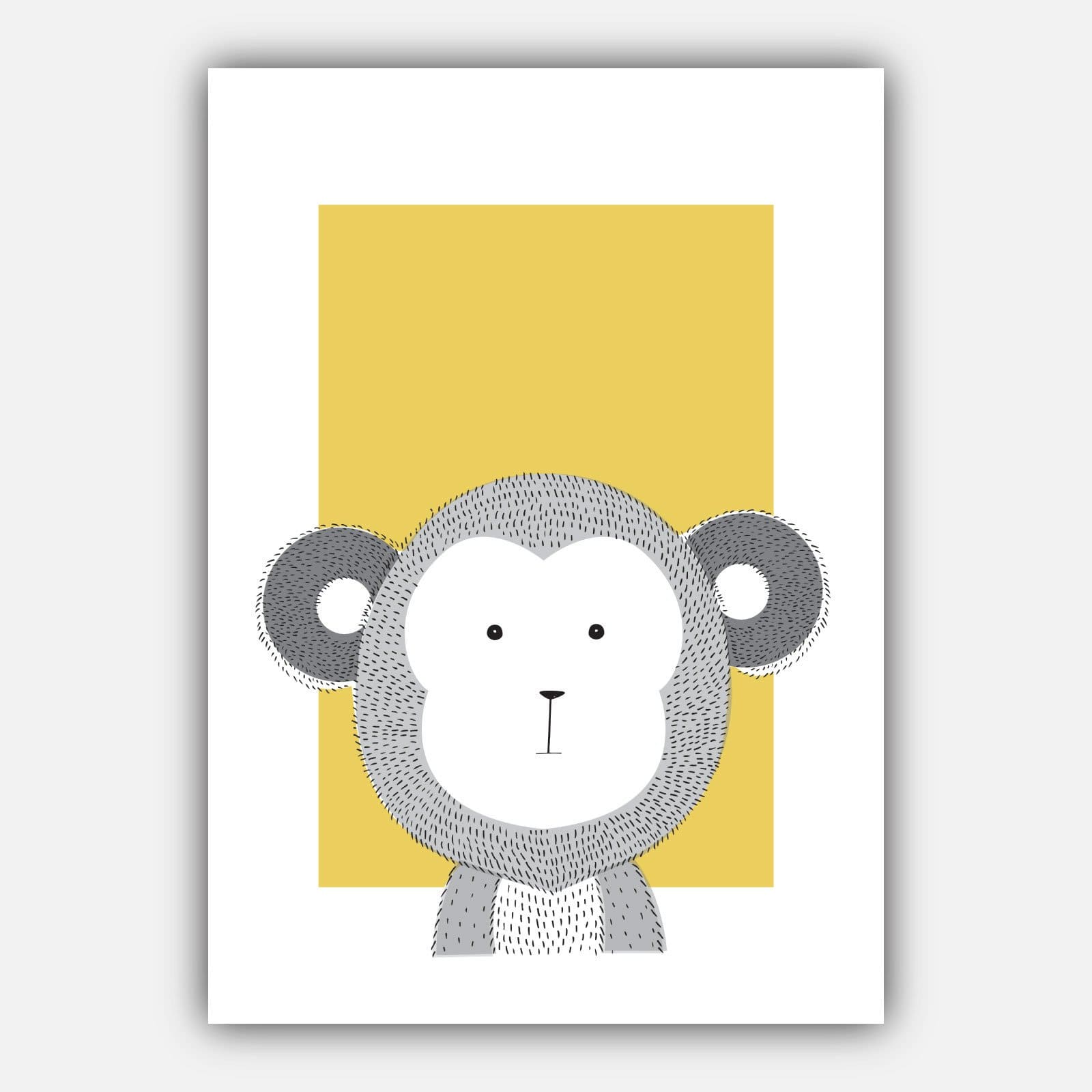 NURSERY Set of 5 JUNGLE Animals Gallery Wall Art Prints Yellow Elephant Tiger Lion Monkey Zebra ORIGINAL Scandinavian sketch Picture Posters