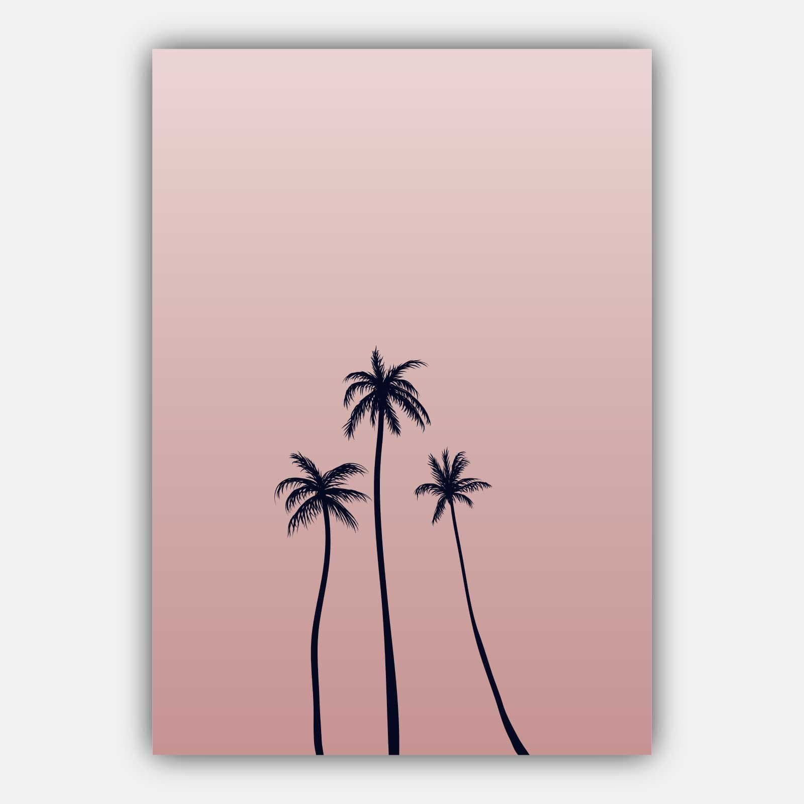 Set of 5 Gallery Navy & Blush Pink Wall Art Prints ORIGINAL ABSTRACT Botanical Palm Tree Wall Floral Pictures Posters Artwork