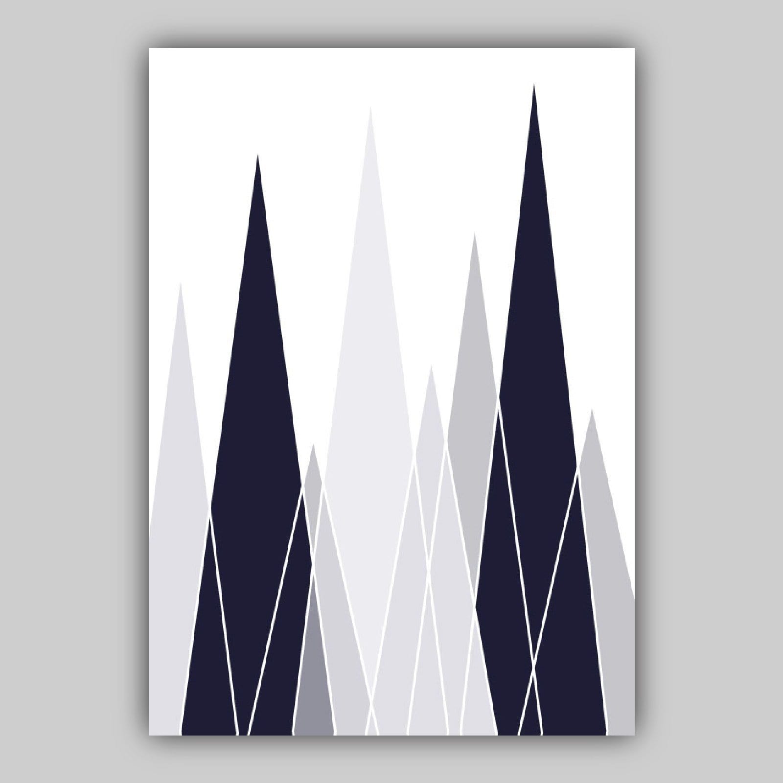 Set of 5 Gallery Wall Art Navy Blue and Grey Art Prints Jungle Art Print Elephant Lion Giraffe GEOMETRIC Wall Pictures Posters Artwork