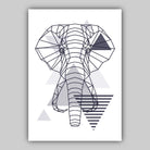 Set of 5 Gallery Wall Art Navy Blue and Grey Art Prints Jungle Art Print Elephant Lion Giraffe GEOMETRIC Wall Pictures Posters Artwork