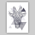 Set of 5 Gallery Wall Art Navy Blue and Grey Art Prints Jungle Art Print Elephant Lion Giraffe GEOMETRIC Wall Pictures Posters Artwork