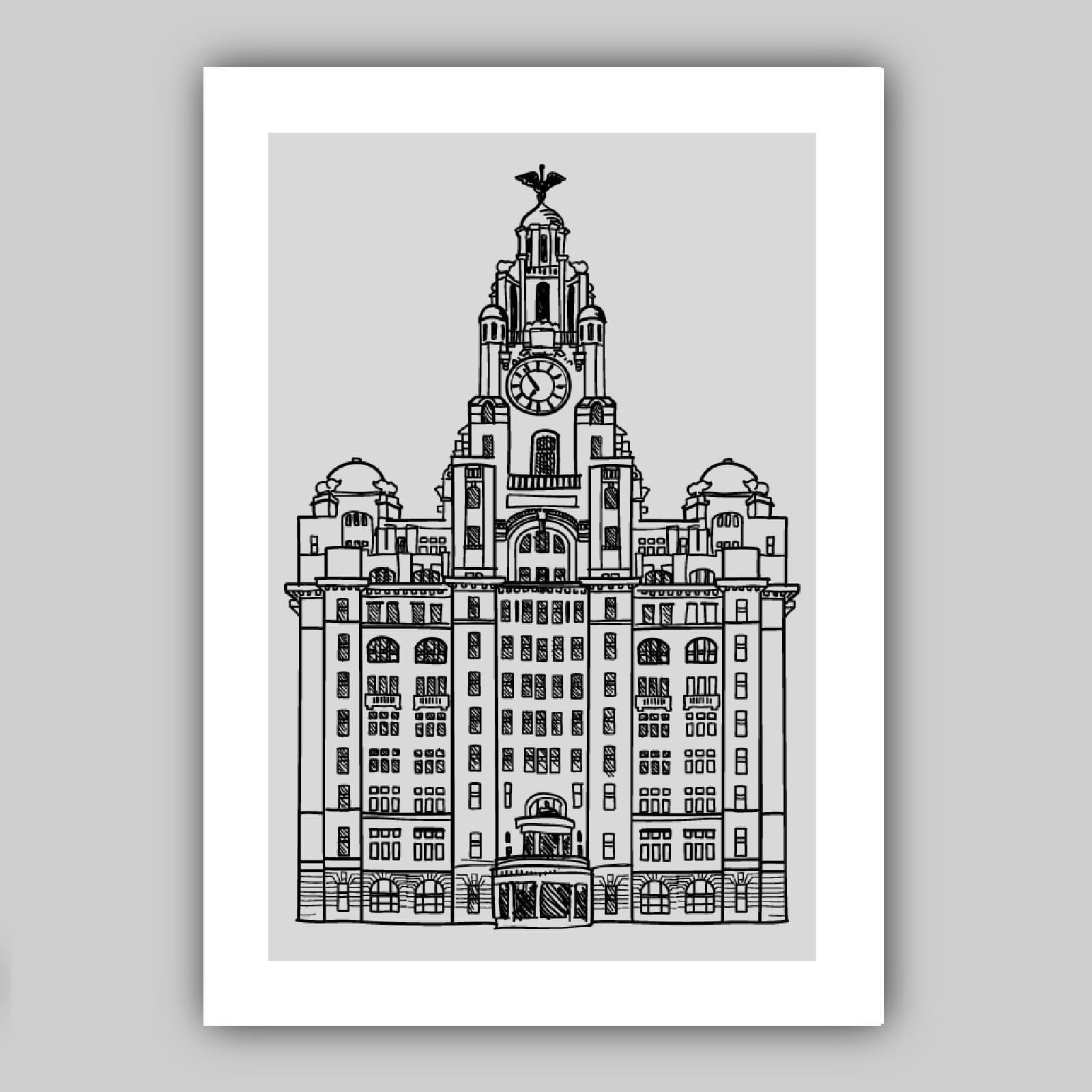 Set of 5 LIVERPOOL Art Prints cityscape, Skyline Street Map Liver Building Wall Pictures Posters Artwork Perfect Gift
