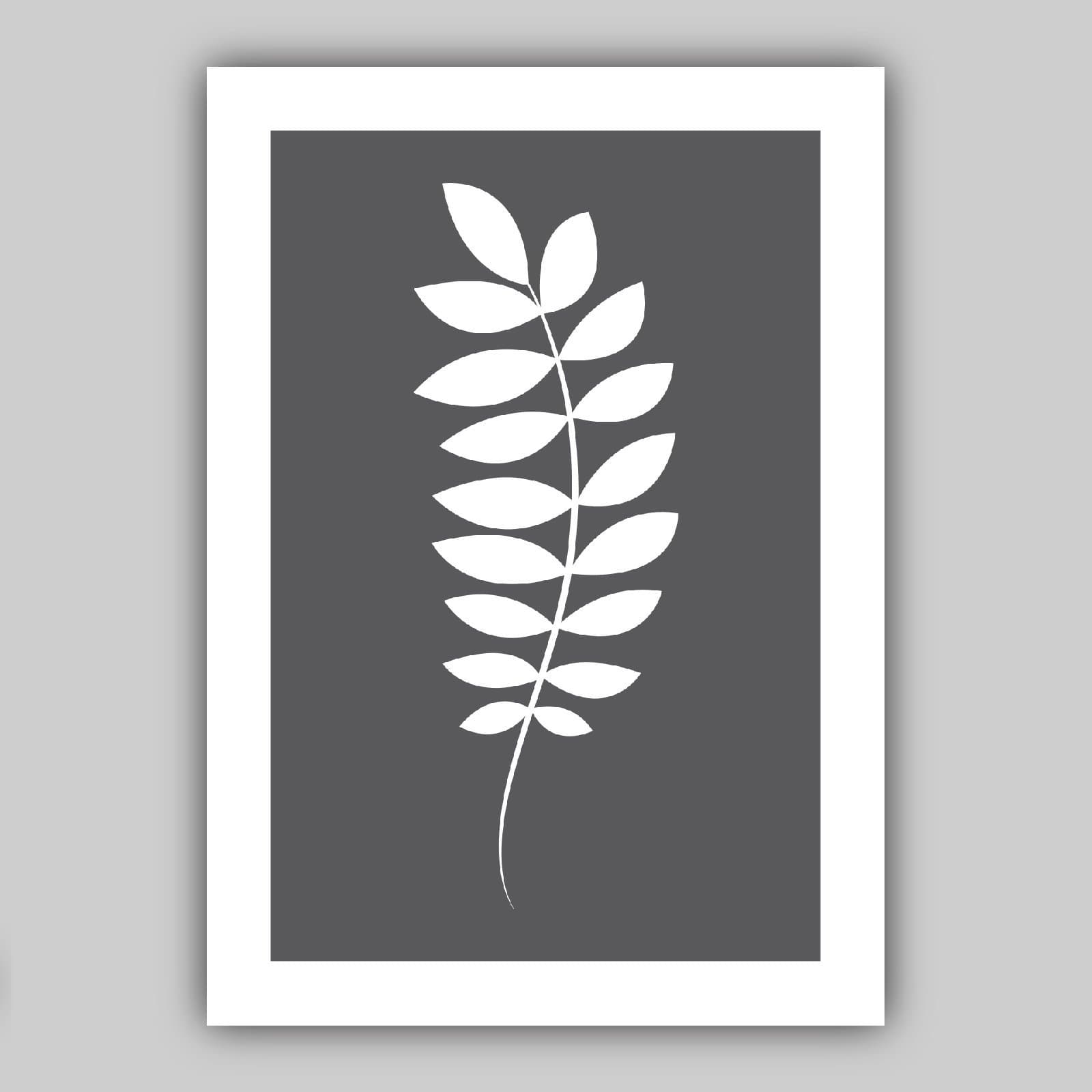 Set of 3 Yellow Grey and White Art Prints Tropical LEAVES