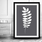 Set of 3 Grey Duck Egg Blue and White Tropical LEAVES Art Prints