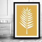 Set of 3 Yellow Grey and White Art Prints Tropical LEAVES