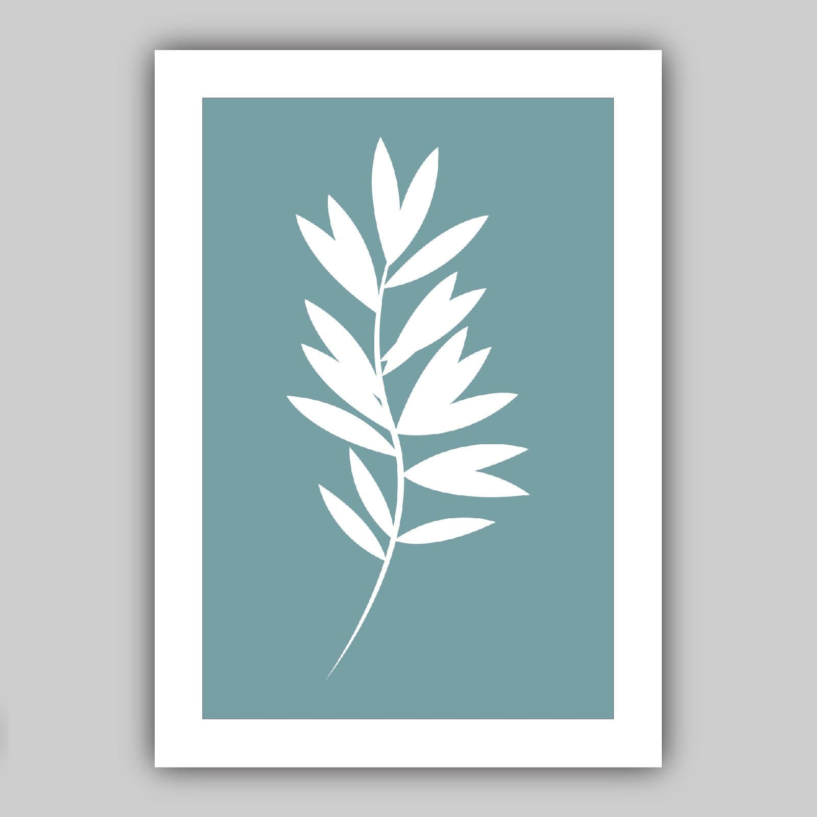 Set of 3 Duck Egg Blue Grey and White Tropical Gallery Wall Art Prints