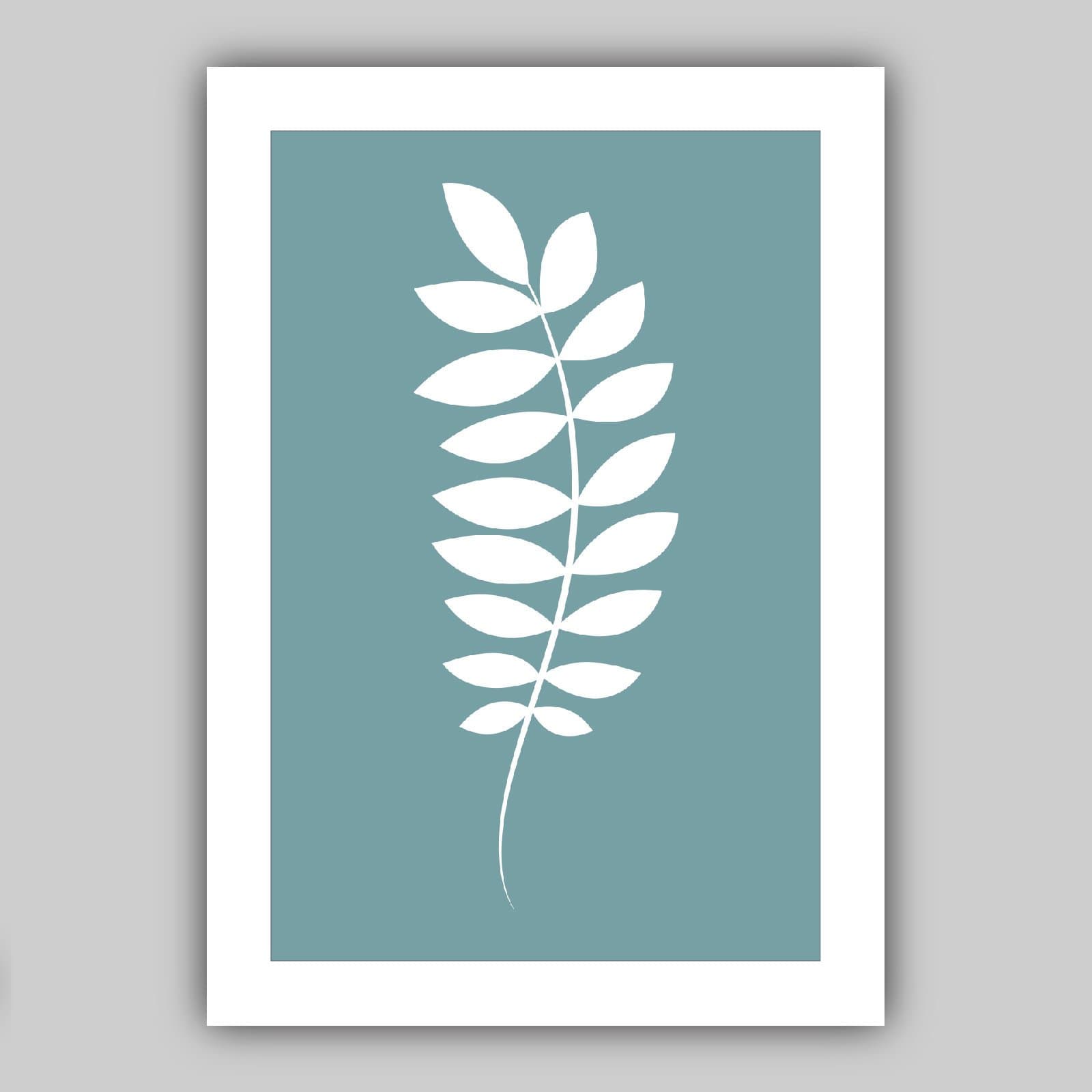 Set of 3 Duck Egg Blue Grey and White Tropical Gallery Wall Art Prints