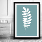 Set of 3 Grey Yellow and Blue Gallery Wall Art Prints Tropical FERN Botanical Leaf