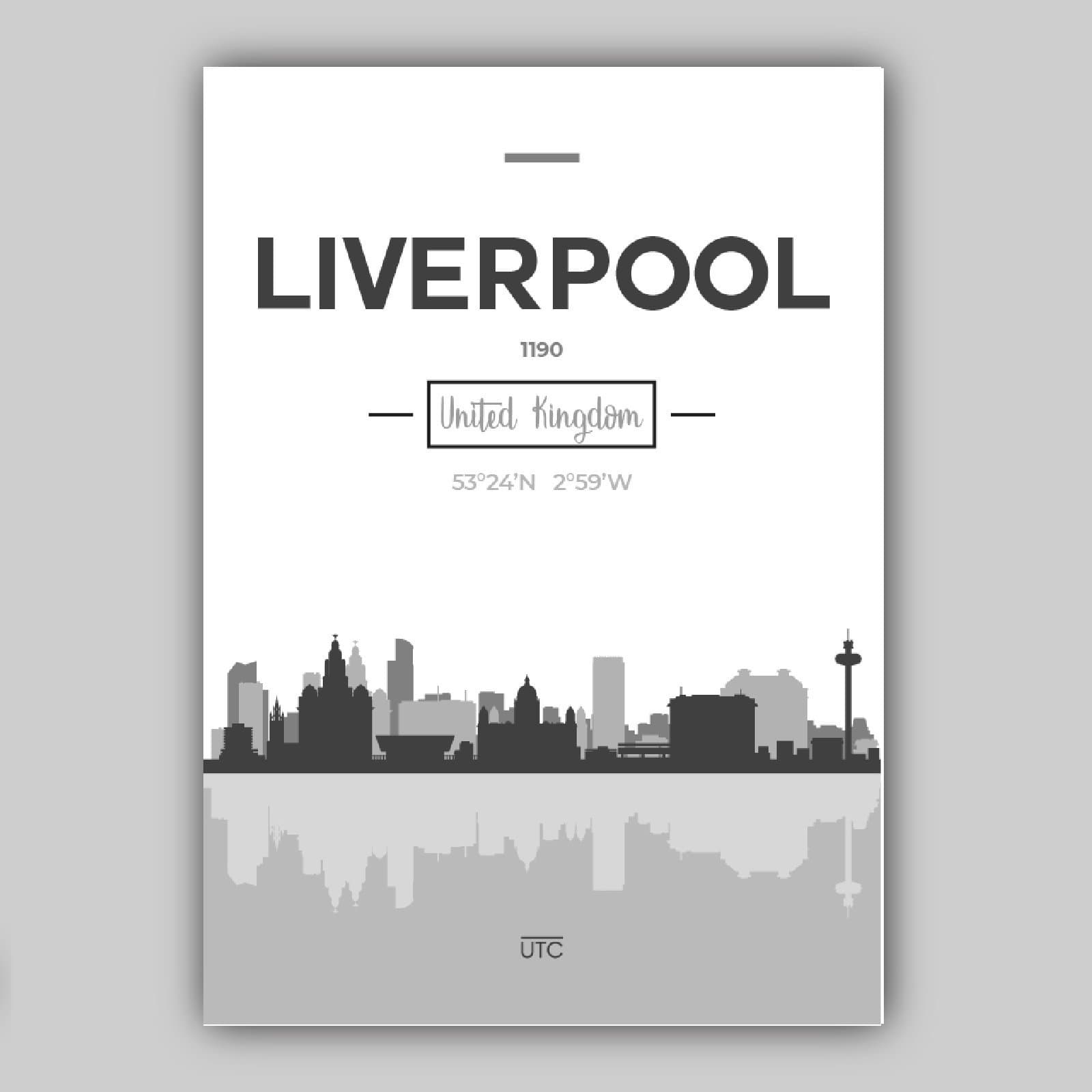 Set of 5 LIVERPOOL Art Prints cityscape, Skyline Street Map Liver Building Wall Pictures Posters Artwork Perfect Gift