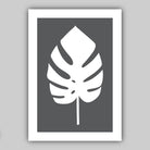Set of 3 Yellow Grey and White Art Prints Tropical Botanical Monstera Leaves
