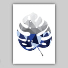 GEOMETRIC set of 3 NAVY Blue & Grey Art Prints Tropical LEAVES