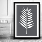 Set of 3 Grey Yellow and Blue Gallery Wall Art Prints Tropical FERN Botanical Leaf