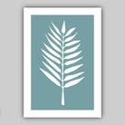 Set of 3 Grey Duck Egg Blue and White Tropical LEAVES Art Prints