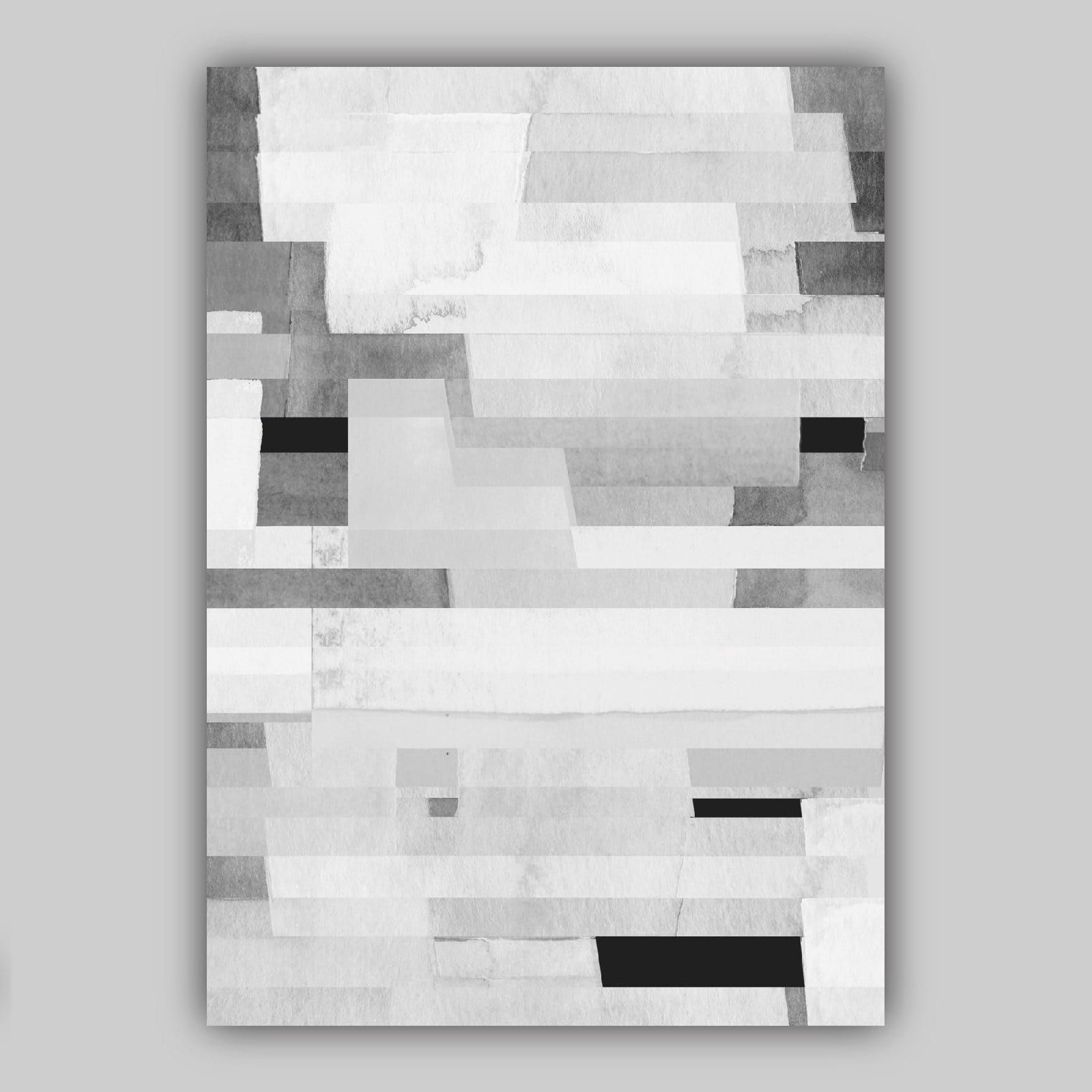 Set of 3 Abstract Black and White Blocks Art Prints