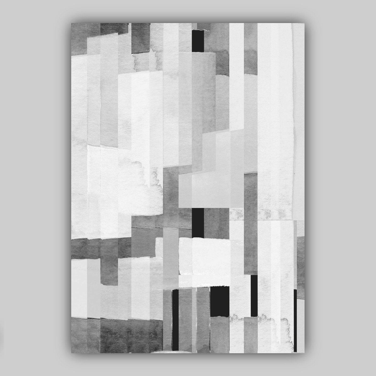 Set of 3 Abstract Black and White Blocks Art Prints