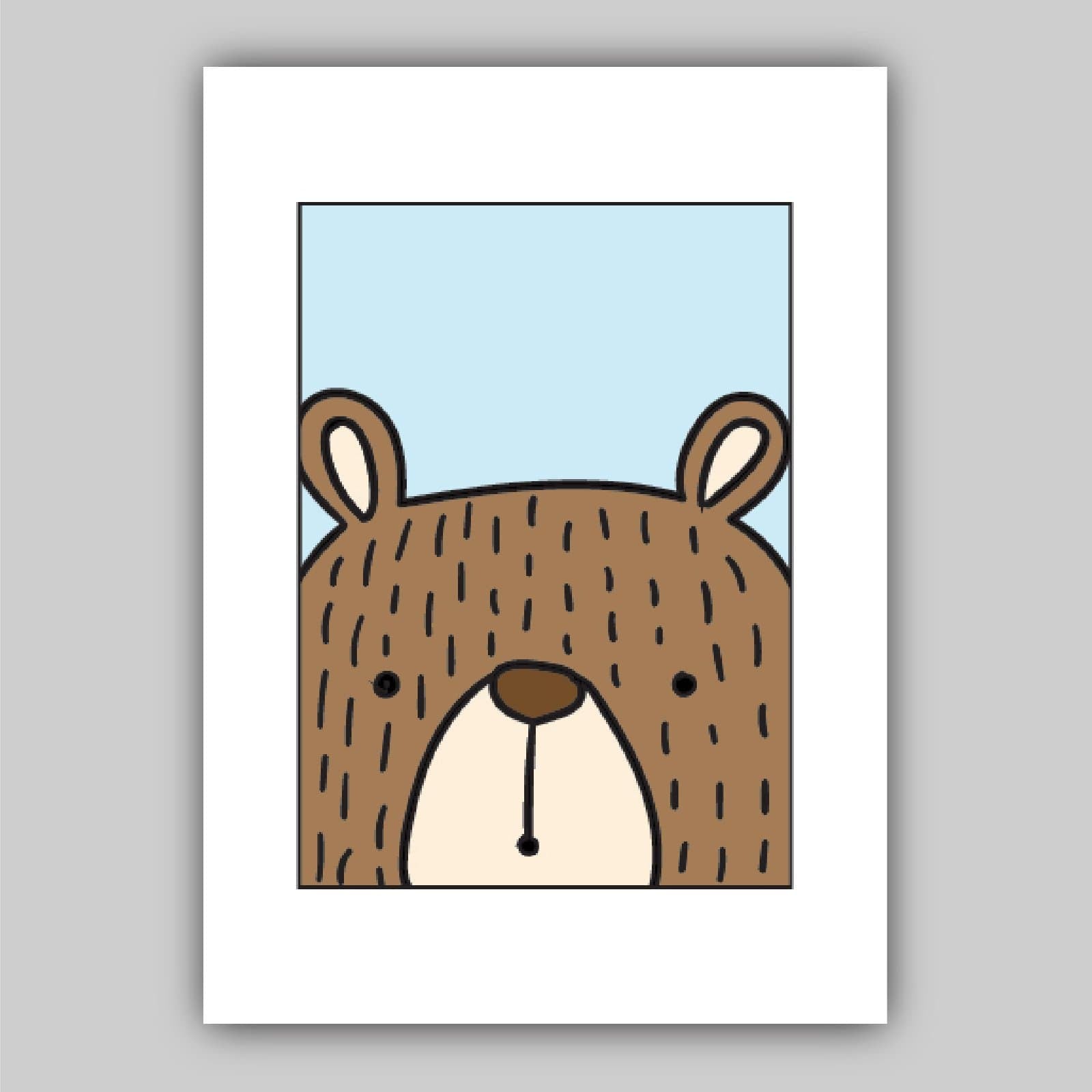 Nursery Set of 3 Art Prints Scandinavian Scandi Minimalist Animals Bird, Bear, Fox