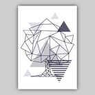 Set of 3 GEOMETRIC Navy Blue & Grey ELEPHANT and Tree Modern Art Prints