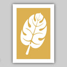 Set of 3 Yellow Grey and White Art Prints Tropical Botanical Monstera Leaves