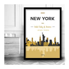 NEW YORK Skyline Cityscape USA, Yellow and Grey Art Print