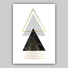GEOMETRIC set of 3 Black Grey & Gold Effect Art Prints Abstract Triangles Pattern