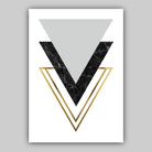 GEOMETRIC set of 3 Black Grey & Gold Effect Art Prints Abstract Triangles Pattern