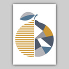GEOMETRIC set of 3 Yellow Blue Grey Orange Strawberry Lemon Fruit Kitchen Wall Art Prints