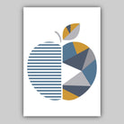 GEOMETRIC set of 3 Yellow & Blue Fruit Kitchen Wall Art Prints