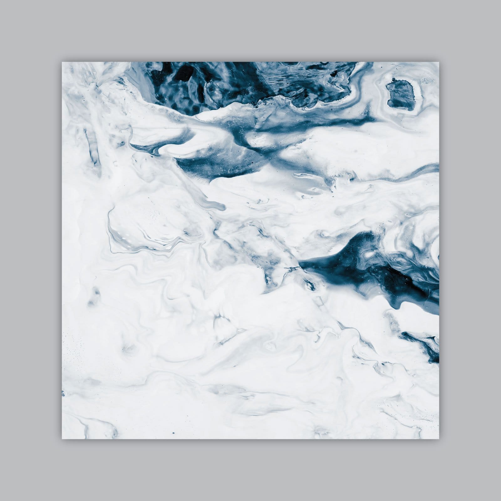 Set of 3 SQUARE Abstract Ocean Navy Blue & White Art Prints of Paintings