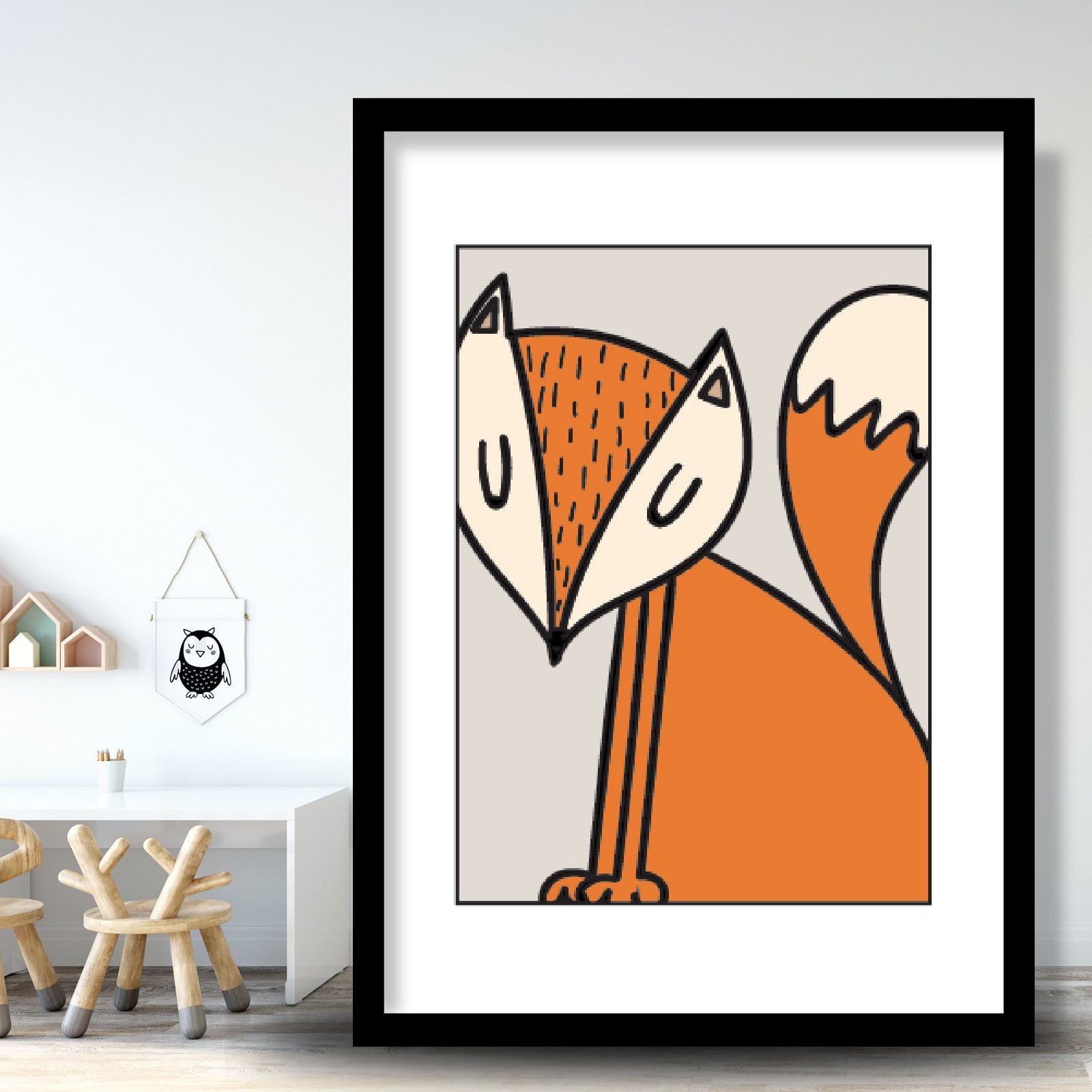 Nursery Set of 3 Art Prints Scandinavian Scandi Minimalist Animals Bird, Bear, Fox